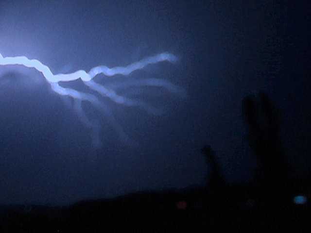 Thunderstorm at night with lightning